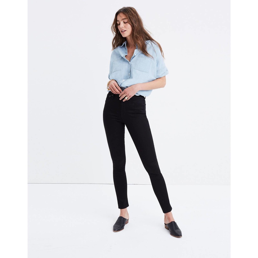 NWT! Madewell  10” High-Rise Skinny in Carbondale Wash Black Jeans M6250
